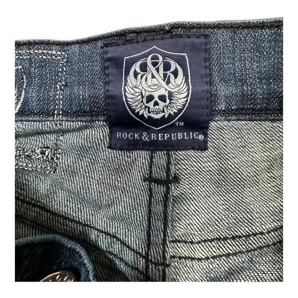 Rock Republic Women's Blue Wash Bootcut Jeans Size 28 Button Embellished Pockets - Picture 5 of 12